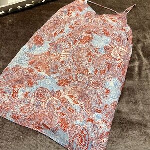 Aqua Paisley Print Slip Dress - Size Small